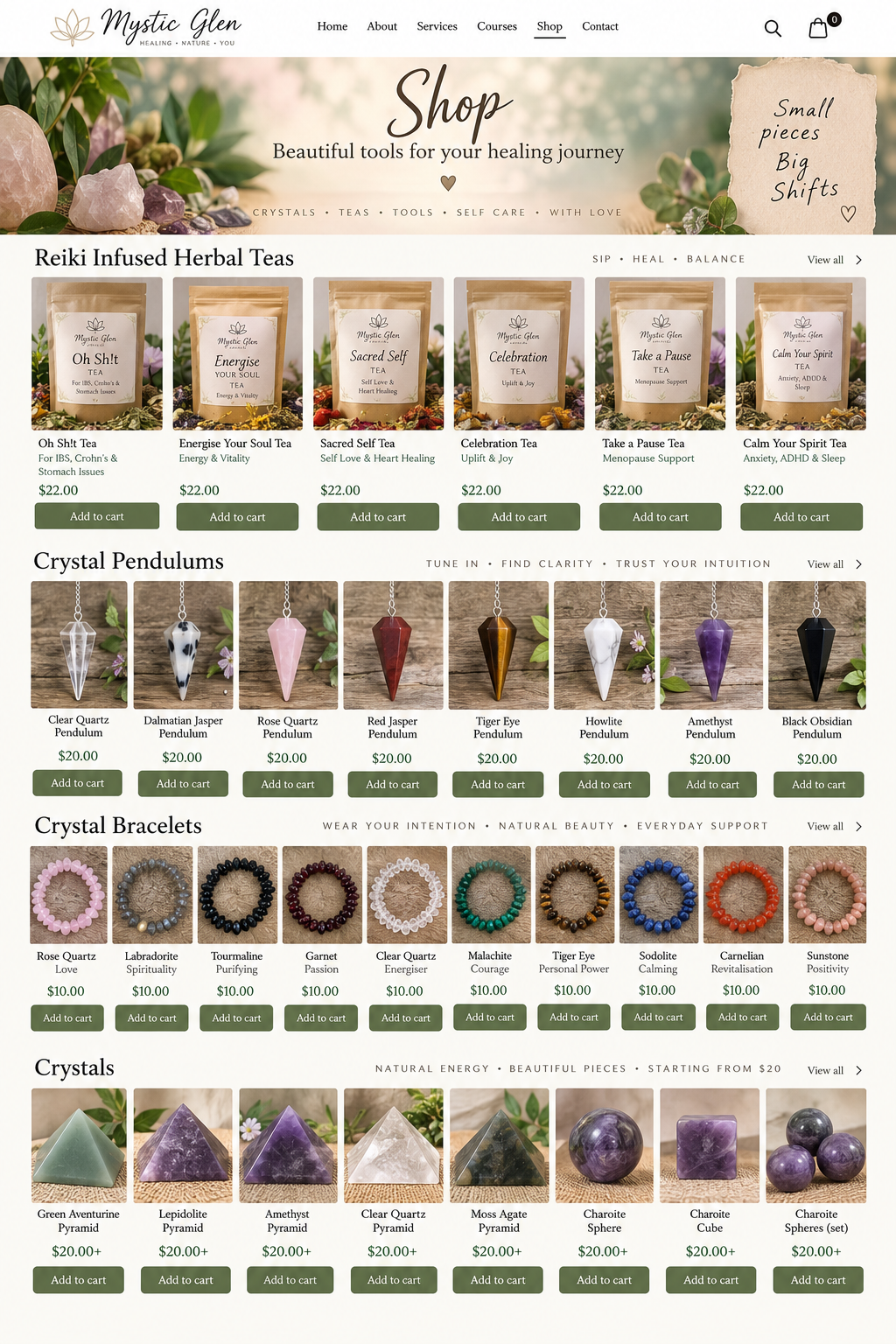 Mystic Glen crystal collection